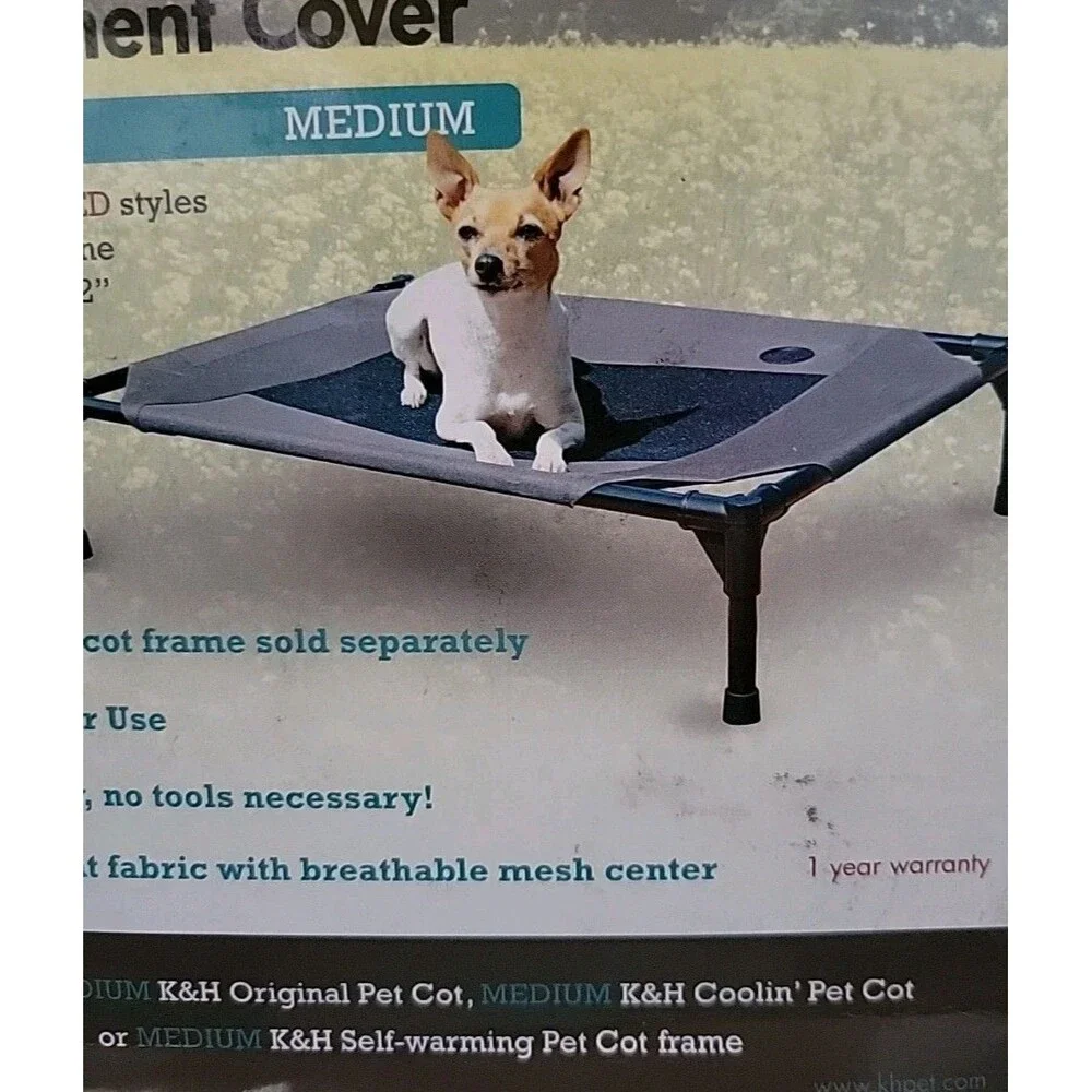 K&H Original Pet Cot Replacement Cover Only. Gray/Black Medium
